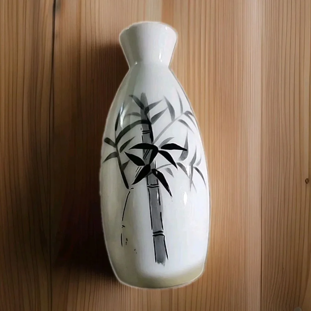 Bud Vase Handpainted Porcelain Japan Oriental Bamboo Design 4 7/8